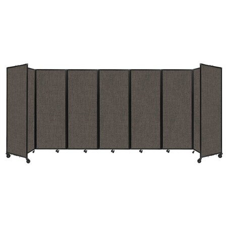 Versare Room Divider 360 Folding Portable Partition 19'6" x 7'6" Mocha Fabric 1190951